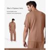 image:imagePopilush Mens Pajamas Set Soft Modal Lounge Pjs Set Home Street Comfort Crewneck Short Sleeve Sleepwear with PocketsBrown
