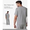 image:imagePopilush Mens Pajamas Set Soft Modal Lounge Pjs Set Home Street Comfort Crewneck Short Sleeve Sleepwear with PocketsGrey