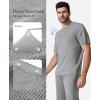 image:imagePopilush Mens Pajamas Set Soft Modal Lounge Pjs Set Home Street Comfort Crewneck Short Sleeve Sleepwear with PocketsGrey