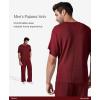 image:imagePopilush Mens Pajamas Set Soft Modal Lounge Pjs Set Home Street Comfort Crewneck Short Sleeve Sleepwear with PocketsRed