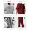 image:imagePopilush Mens Pajamas Set Soft Modal Lounge Pjs Set Home Street Comfort Crewneck Short Sleeve Sleepwear with PocketsRed