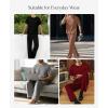 image:imagePopilush Mens Pajamas Set Soft Modal Lounge Pjs Set Home Street Comfort Crewneck Short Sleeve Sleepwear with PocketsRed