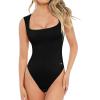 image:imagePopilush Bodysuits for Women  Sleeveless Square Neck Thong Bodysuit Tummy Control Double Lined Going Out Corset TopsBlack
