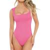 image:imagePopilush Bodysuits for Women  Sleeveless Square Neck Thong Bodysuit Tummy Control Double Lined Going Out Corset TopsPink