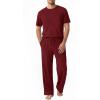 image:imagePopilush Mens Pajamas Set Soft Modal Lounge Pjs Set Home Street Comfort Crewneck Short Sleeve Sleepwear with PocketsRed