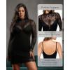 image:imagePopilush Lace Long Sleeve Dress  Shapewear Formal Mother of Bride Dresses Sheer Mesh Wedding Guest Mini Dress for WomenBlack