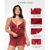 image:imagePopilush Lace Long Sleeve Dress  Shapewear Formal Mother of Bride Dresses Sheer Mesh Wedding Guest Mini Dress for WomenBurgundy