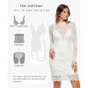image:imagePopilush Lace Long Sleeve Dress  Shapewear Formal Mother of Bride Dresses Sheer Mesh Wedding Guest Mini Dress for WomenWhite