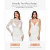 image:imagePopilush Lace Long Sleeve Dress  Shapewear Formal Mother of Bride Dresses Sheer Mesh Wedding Guest Mini Dress for WomenWhite