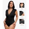 image:imagePopilush Shapewear Bodysuits for Women Deep V Neck Cap Sleeve Thong Body Suit Tummy Control Plus Size Going Out TopsBlack
