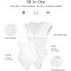 image:imagePopilush Shapewear Bodysuits for Women Deep V Neck Cap Sleeve Thong Body Suit Tummy Control Plus Size Going Out TopsWhite