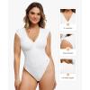 image:imagePopilush Shapewear Bodysuits for Women Deep V Neck Cap Sleeve Thong Body Suit Tummy Control Plus Size Going Out TopsWhite