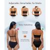 image:imagePopilush Tummy Control Swimsuits for Women  High Waisted Bikini Sets Shapewear with Boho Trim 4 Way Wear Pool and BeachBlack