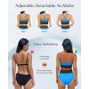 image:imagePopilush Tummy Control Swimsuits for Women  High Waisted Bikini Sets Shapewear with Boho Trim 4 Way Wear Pool and BeachBlue