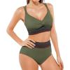 image:imagePopilush Tummy Control Swimsuits for Women  High Waisted Bikini Sets Shapewear with Boho Trim 4 Way Wear Pool and BeachGreen