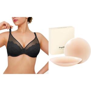 image:imagePopilush Push Up Minimizer Lace Bras Black 38DDD  Reusable Silicone Nipple Covers Crme Small Fits AC Cups