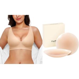 image:imagePopilush Wireless Jelly Bras for Women Nude S  Reusable Nipple Covers for Women Crme Small Fits AC Cups