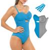 image:imagePopilush One Piece Swimsuit Tummy Control Cutout High Waisted Swimwear Removable Straps Bathing Suit for BeachAzure Sky