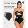image:imagePopilush One Piece Swimsuit Tummy Control Cutout High Waisted Swimwear Removable Straps Bathing Suit for BeachBlack With Dots