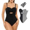 image:imagePopilush One Piece Swimsuit Tummy Control Cutout High Waisted Swimwear Removable Straps Bathing Suit for BeachBlack With Dots