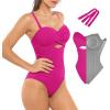 image:imagePopilush One Piece Swimsuit Tummy Control Cutout High Waisted Swimwear Removable Straps Bathing Suit for BeachFestive Amethyst