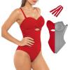 image:imagePopilush One Piece Swimsuit Tummy Control Cutout High Waisted Swimwear Removable Straps Bathing Suit for BeachFiery Paprika Red