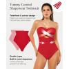 image:imagePopilush One Piece Swimsuit Tummy Control Cutout High Waisted Swimwear Removable Straps Bathing Suit for BeachFiery Paprika Red
