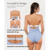 image:imagePopilush One Piece Swimsuit Tummy Control Cutout High Waisted Swimwear Removable Straps Bathing Suit for BeachSea Blue With Ivory