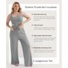image:imagePopilush Pajamas for Women Set 2 Piece Modal Lounge Wear Sleeveless Ribbed Tank Top and Shorts for Holiday Party PjsGrey