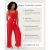image:imagePopilush Pajamas for Women Set 2 Piece Modal Lounge Wear Sleeveless Ribbed Tank Top and Shorts for Holiday Party PjsRed
