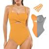 image:imagePopilush One Piece Swimsuit Tummy Control Cutout High Waisted Swimwear Removable Straps Bathing Suit for BeachPastel Orange