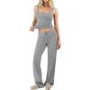 image:imagePopilush Pajamas for Women Set 2 Piece Modal Lounge Wear Sleeveless Ribbed Tank Top and Shorts for Holiday Party PjsGrey