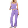 image:imagePopilush Pajamas for Women Set 2 Piece Modal Lounge Wear Sleeveless Ribbed Tank Top and Shorts for Holiday Party PjsPurple