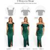 image:imagePopilush Womens Shapewear Maxi Dress Multi Way Wear Off The Shoulder Bodycon Long Cocktail Formal DressesEmerald Green