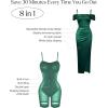 image:imagePopilush Womens Shapewear Maxi Dress Multi Way Wear Off The Shoulder Bodycon Long Cocktail Formal DressesEmerald Green