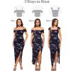 image:imagePopilush Womens Shapewear Maxi Dress Multi Way Wear Off The Shoulder Bodycon Long Cocktail Formal DressesFloral