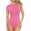 image:imagePopilush Bodysuits for Women Short Sleeve Round Neck Casual Basic T Shirt Thong Body Suits TopPink
