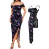 image:imagePopilush Womens Shapewear Maxi Dress Multi Way Wear Off The Shoulder Bodycon Long Cocktail Formal DressesFloral