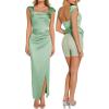 image:imagePopilush Womens Shapewear Maxi Dress Multi Way Wear Off The Shoulder Bodycon Long Cocktail Formal DressesSage Green