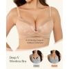 image:imagePopilush Wireless Lace Bras for Women No Underwire Deep V Push Up Seamless Bralettes Comfortable T Shirt Bra 3D MoldedBeige