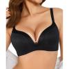 image:imagePopilush Wireless Lace Bras for Women No Underwire Deep V Push Up Seamless Bralettes Comfortable T Shirt Bra 3D MoldedBlack