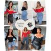 image:imagePopilush Long Sleeve Bodysuit Off The Shoulder Tops For Women Tummy Control Body Suit Built In BraBlack