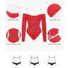 image:imagePopilush Long Sleeve Bodysuit Off The Shoulder Tops For Women Tummy Control Body Suit Built In BraRed