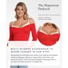 image:imagePopilush Long Sleeve Bodysuit Off The Shoulder Tops For Women Tummy Control Body Suit Built In BraRed