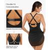 image:imagePopilush Swim Dress for Women One Piece Swimsuits Tummy Control Slimming Mesh Sheer Sarong Wraps Bathing SuitsBlack