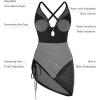 image:imagePopilush Swim Dress for Women One Piece Swimsuits Tummy Control Slimming Mesh Sheer Sarong Wraps Bathing SuitsBlack
