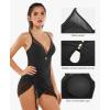 image:imagePopilush Swim Dress for Women One Piece Swimsuits Tummy Control Slimming Mesh Sheer Sarong Wraps Bathing SuitsBlack