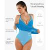 image:imagePopilush Swim Dress for Women One Piece Swimsuits Tummy Control Slimming Mesh Sheer Sarong Wraps Bathing SuitsBlue