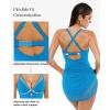 image:imagePopilush Swim Dress for Women One Piece Swimsuits Tummy Control Slimming Mesh Sheer Sarong Wraps Bathing SuitsBlue