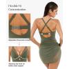 image:imagePopilush Swim Dress for Women One Piece Swimsuits Tummy Control Slimming Mesh Sheer Sarong Wraps Bathing SuitsGreen
